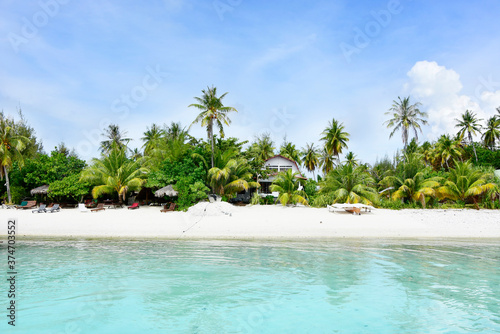 Fototapeta Naklejka Na Ścianę i Meble -  Bora Bora French Polynesia Island Paradise Beach Palm Trees