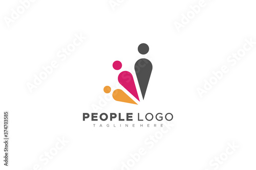 Abstract People Logo. Colorful Human Icon Family Symbol isolated on White Background. Flat Vector Logo Design Template Element