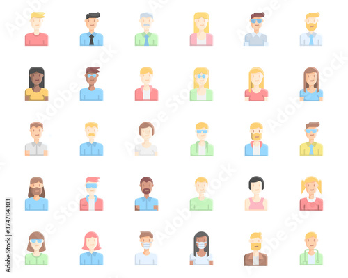 Avatar people icons flat color vector illustration © ronnarid
