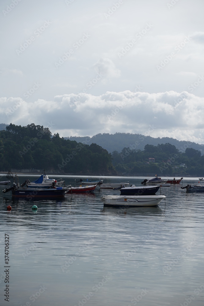 Harbour in Redes, beautiful fishing village of Galicia,Spain