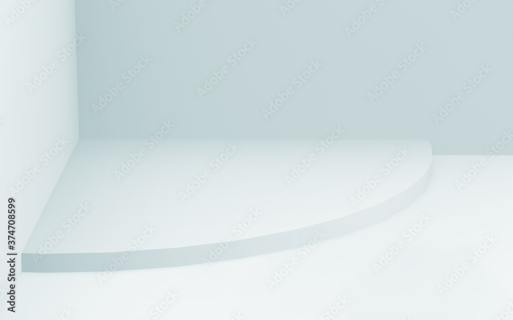 Fototapeta premium 3d gray white bright cylinder podium minimal studio background. Abstract 3d geometric shape object illustration render.