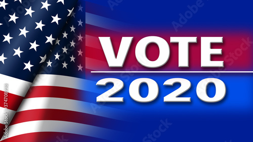 Vote 2020 with USA flags and blue background - Illustration