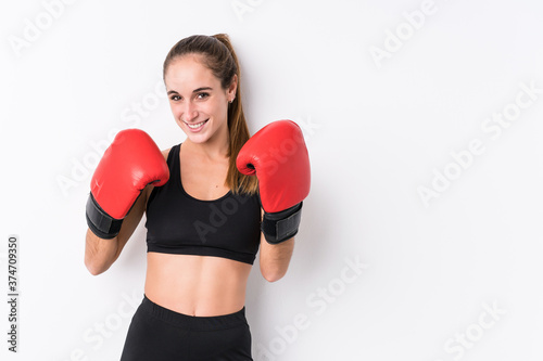 Young caucasian sporty woman boxing © Asier