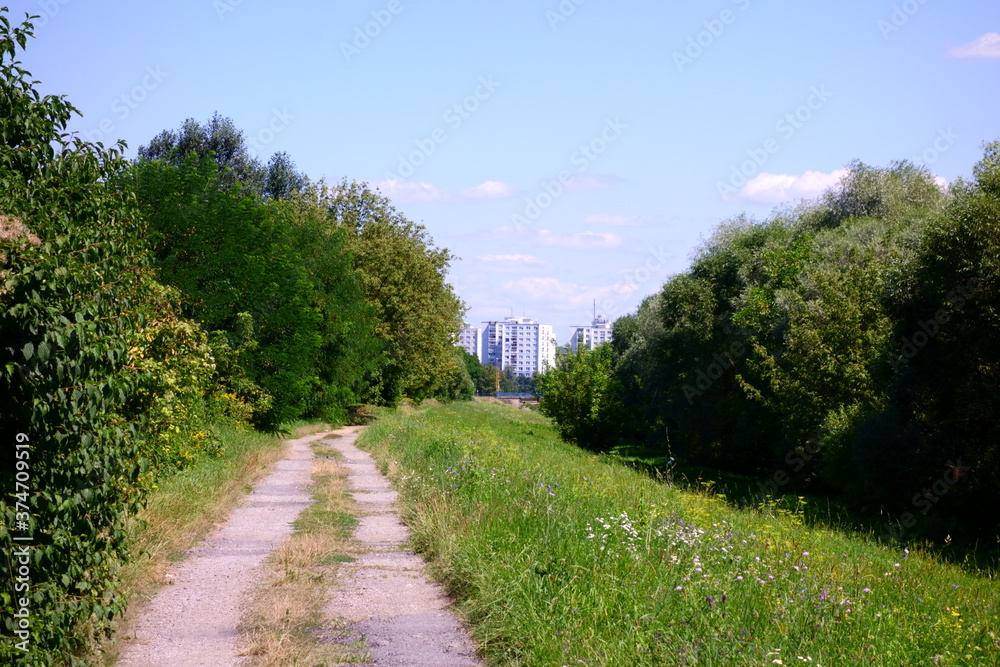 Panel buildings in a housing estate in nature