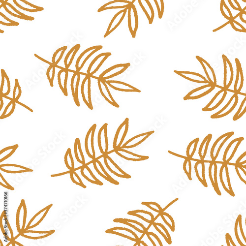 Seamless vector pattern with handr drawn tropical leaves.  photo
