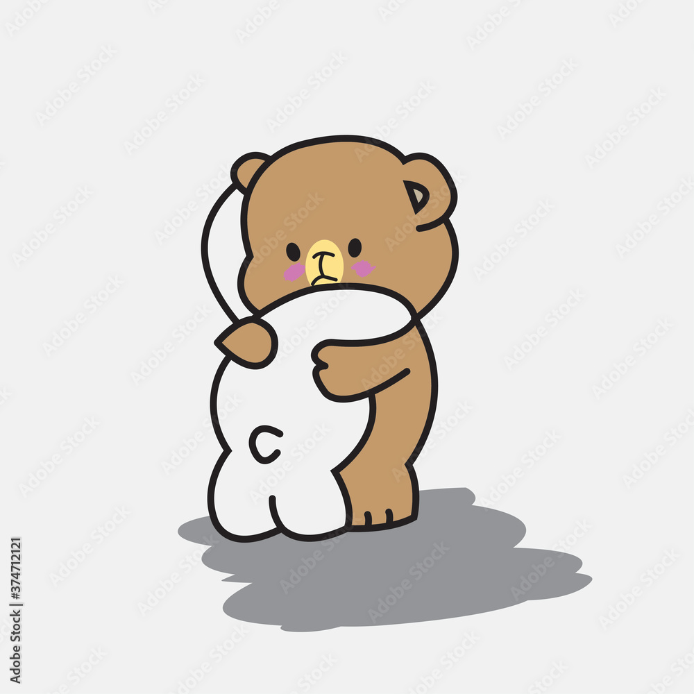 Obraz premium cartoon panda cuddle vector color design illustration