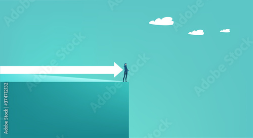 Business person about to be hit by arrow in order to push him down. Economy crisis, loosing the job, stress, financial destabilisation. Business concept illustration.
