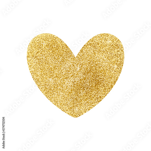 Gold glitter heart. Vector illustration.