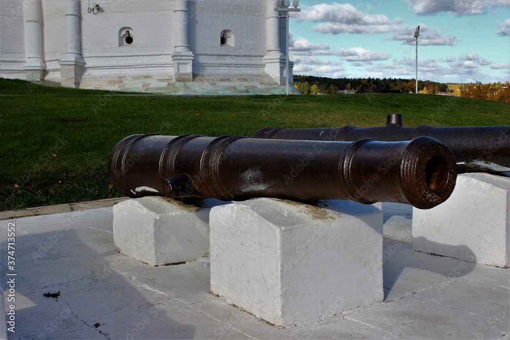 The barrel of an old cannon. Steampunk. Moscow region. Russia. The barrel of an old cannon. Steampunk. Moscow region. Russia.