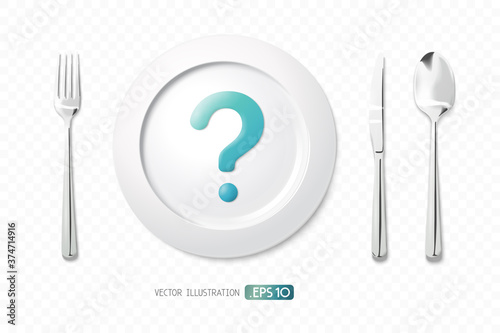 Tableware with Question mark show that care about the food problem EPS 10