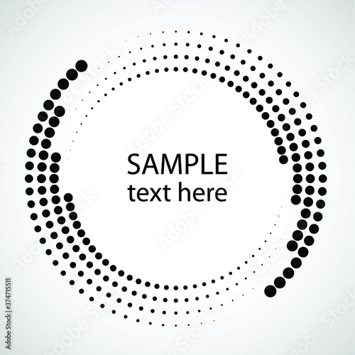 Halftone dots in circle form. round logo . vector dotted frame . design element