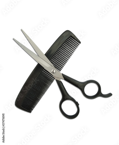 Scissors comb barber set isolated on white background