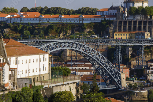 Dom Luis I Bridge and Ribeira district of Porto, Portugal
