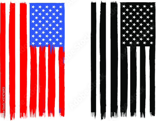 Brush Stroke With USA National Flag