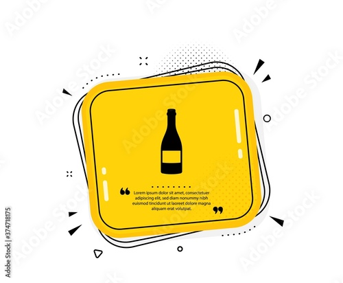 Champagne bottle icon. Quote speech bubble. Anniversary alcohol sign. Celebration event drink. Quotation marks. Classic champagne bottle icon. Vector