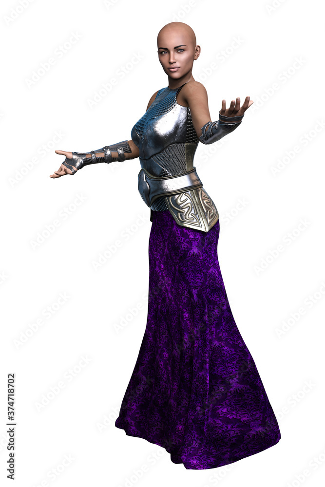 Medieval Fantasy African-American Woman, 3D illustration, 3D Rendering Medieval Fantasy African-American Woman, 3D illustration, 3D Rendering