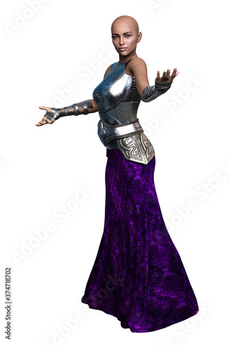 Medieval Fantasy African-American Woman, 3D illustration, 3D Rendering