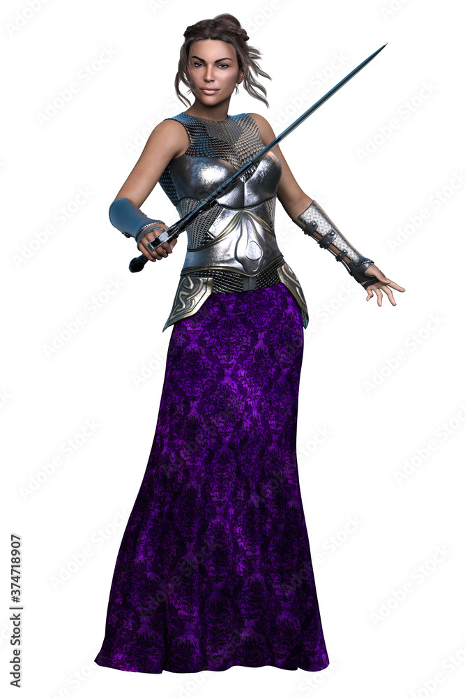 Medieval Fantasy African-American Woman, 3D illustration, 3D Rendering Medieval Fantasy African-American Woman, 3D illustration, 3D Rendering