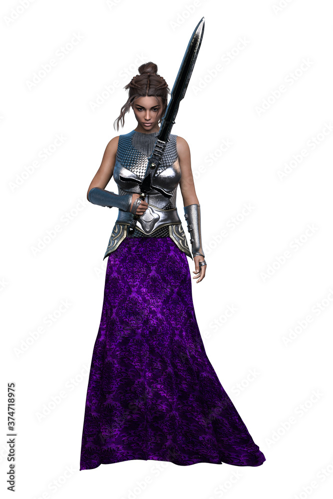 Medieval Fantasy African-American Woman, 3D illustration, 3D Rendering Medieval Fantasy African-American Woman, 3D illustration, 3D Rendering