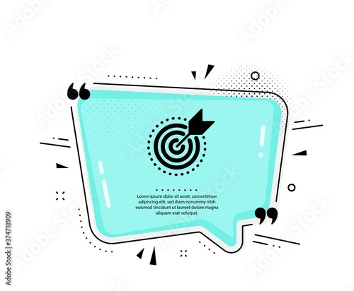 Target purpose icon. Quote speech bubble. Stratery goal sign. Core value symbol. Quotation marks. Classic target purpose icon. Vector
