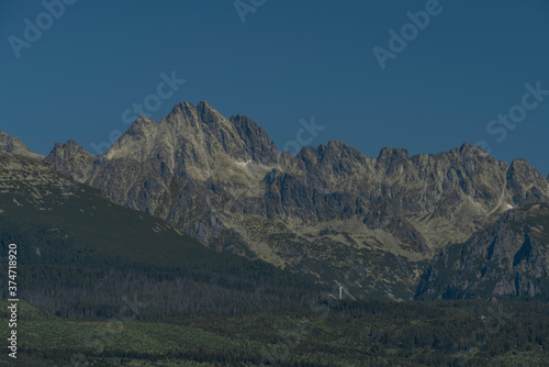 Rock hills in Vysoke Tatry mountains in Slovakia in summer sunny day