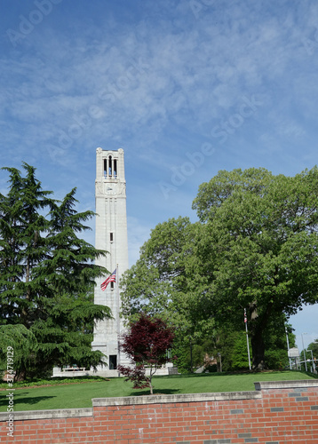The bell tower on the campus of North Carolina State University in Raleigh