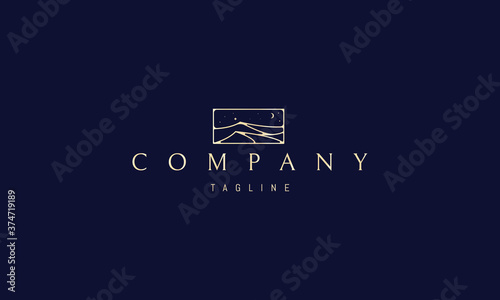 Vector golden logo on which an abstract image of wavy sand dunes.