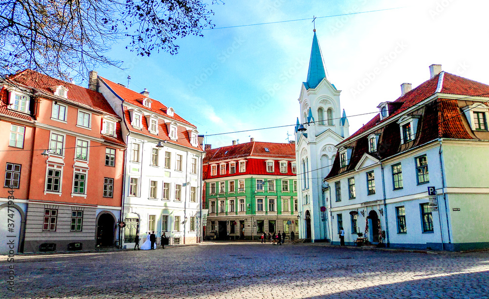 Street of Old Town in  Riga, Latvia