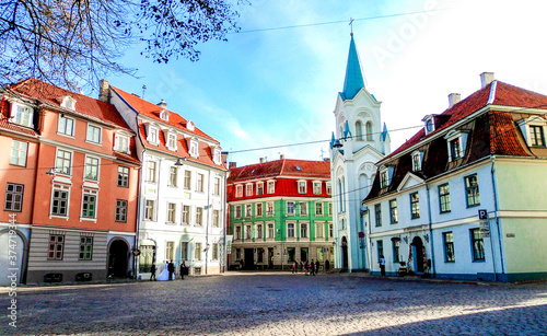 Street of Old Town in Riga, Latvia