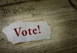 Vote text election message on US Constitution