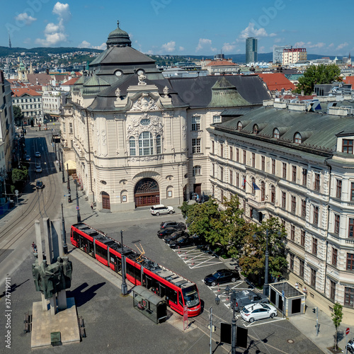 Photography view of bratislava philharmonic building with surrounding streets, Slovakia capi