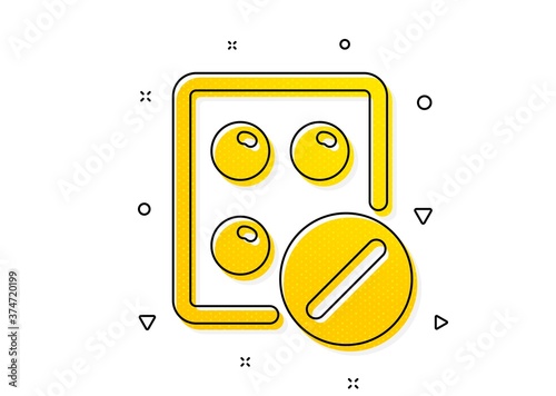Medicine drugs sign. Medical tablet icon. Pharmacy medication symbol. Yellow circles pattern. Classic medical tablet icon. Geometric elements. Vector