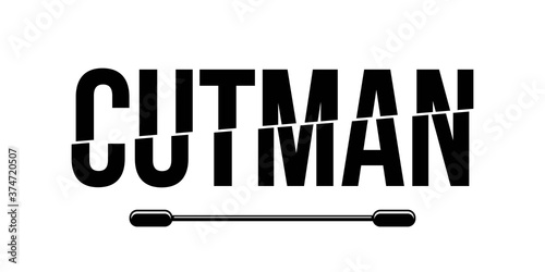 Cutman cotton swab in boxing abstract illustration. One medical black clean wool stick used for wounds, cuts, scars in boxer rings during battles. Sanitary health care in sport vector illustration