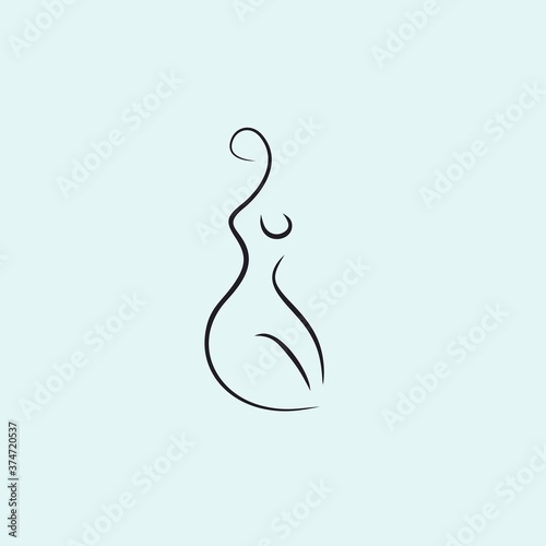 female shape line illustration logo design