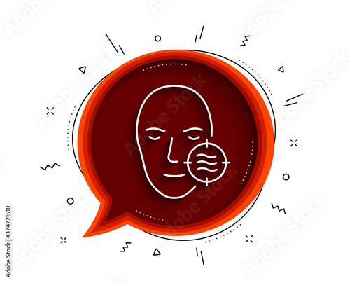 Problem face skin line icon. Chat bubble with shadow. Need facial care sign. Target symbol. Thin line problem skin icon. Vector