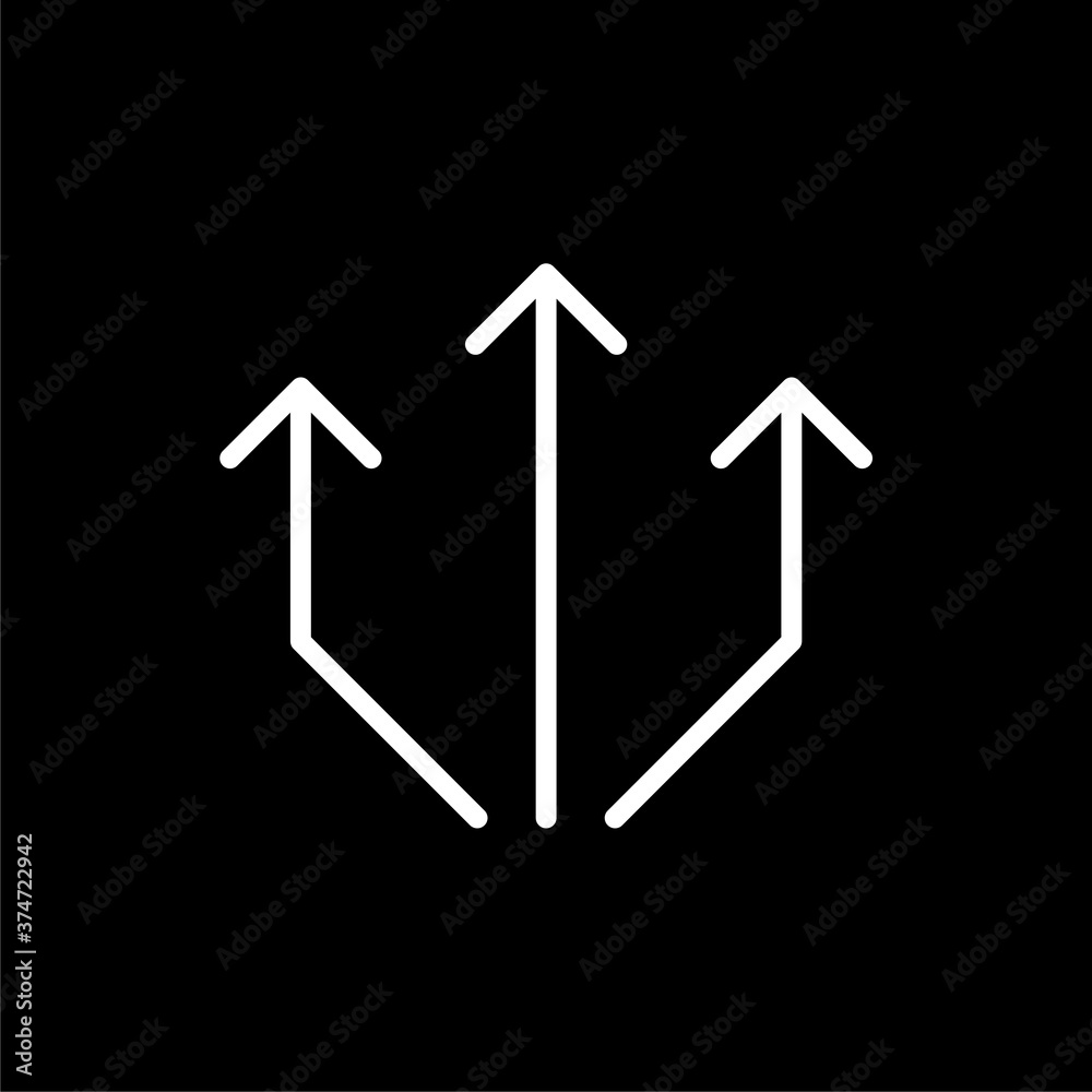 Triple up arrow icon isolated on dark background