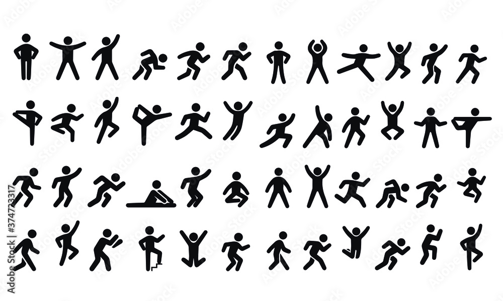 Fototapeta Active lifestyle people and vitality vector icon set,runners active lifestyle icons