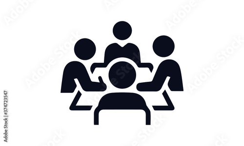 boardroom meeting icon vector black and white  business