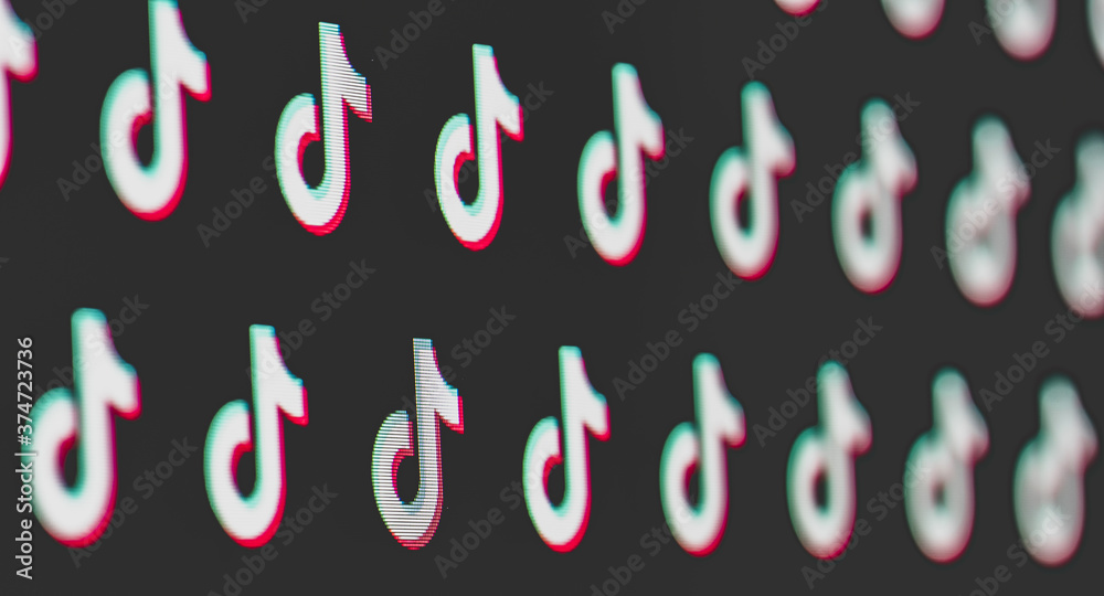 Techtok Pattern Seamless pattern of TikTok pictogram on black background - real macro ...