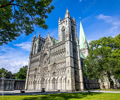 The public cathedral Nidarosdomen, in Trondheim. Photo was taken on public ground.