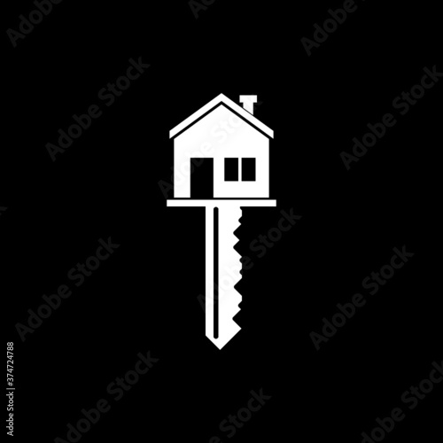 House key icon isolated on dark background 
