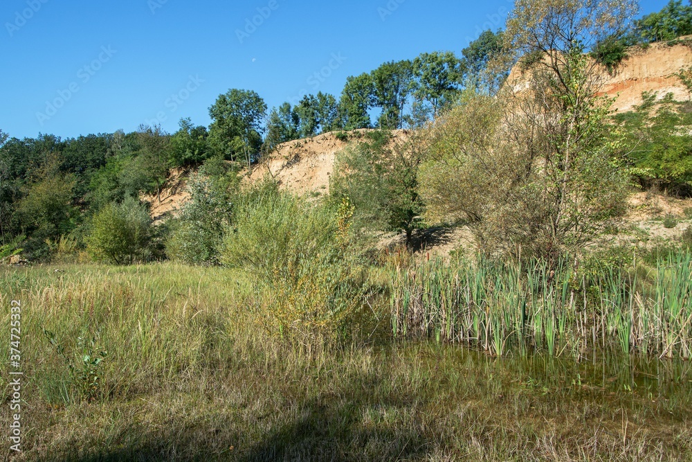 Kurovice. Wetland of an old flooded quarry. East Moravia. Czechia. Europe.