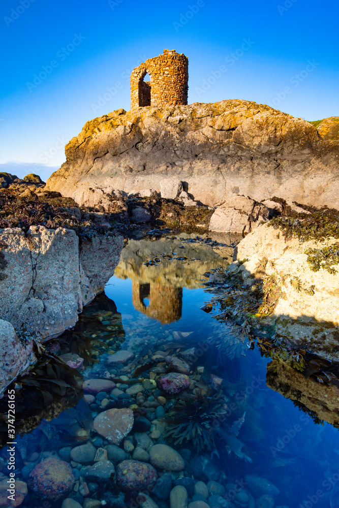 beautiful reflections at the Lady's Tower in Elie, Fife, Scotland