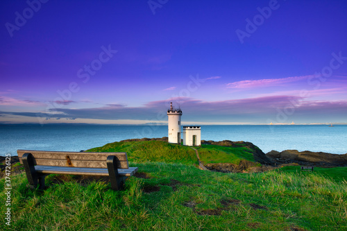 beautiful blue sky at Elie Ness Lighthouse on the East neuk of fife Coast of Scotland