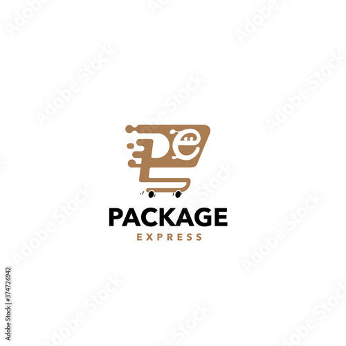 Package express logo design, Shopping logo design