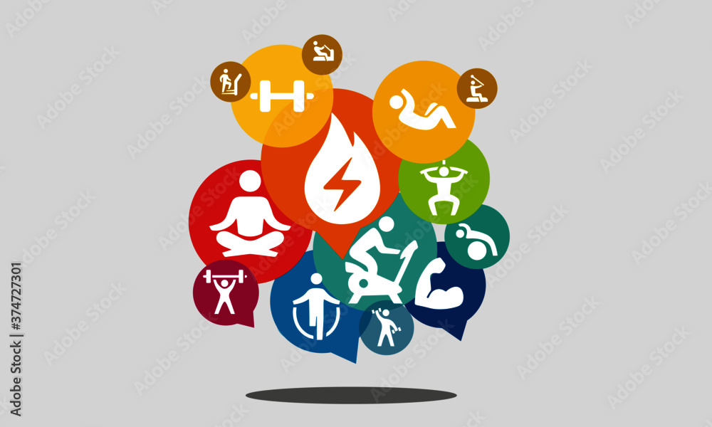Fototapeta premium Gym Icons vector design concept 