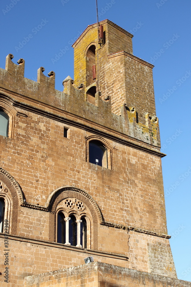 Facade of People Palace in Orvieto, Italy