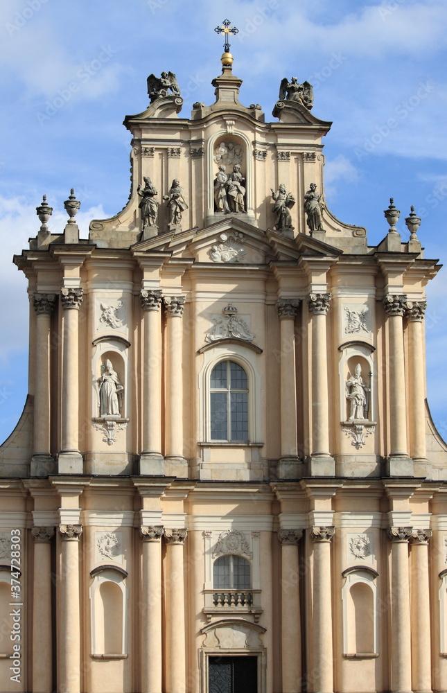 Front view of St. Joseph Church in Warsaw, Poland