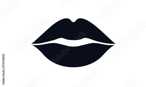 lips kiss vector design black and white icon illustration