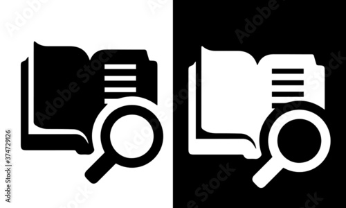 open book with magnifying glass icon vector design 